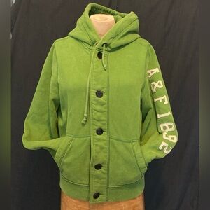 Abercrombie & Fitch Green Hooded Jacket with Button Front